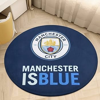 Amazon | マンチェスター・シティFC ラグマット 60*60cm 丸型 洗える